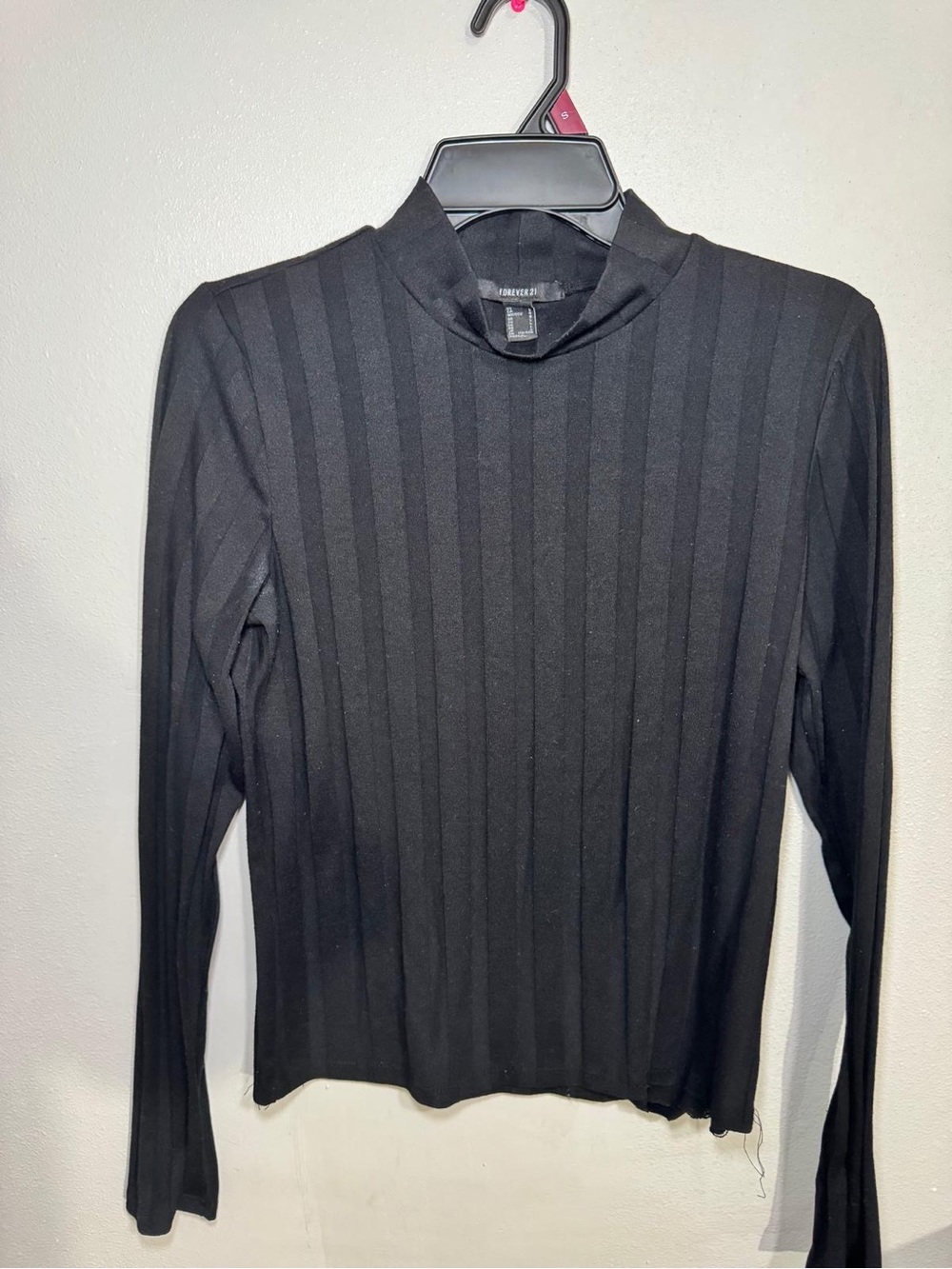 Forever 21 Black Ribbed Mock Neck Top